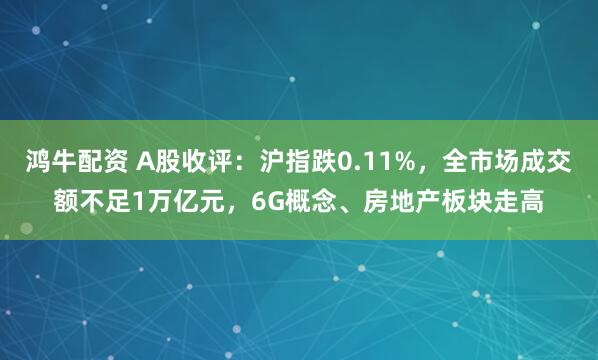 鸿牛配资 A股收评：沪指跌0.11%，全市场成交额不足1万亿元，6G概念、房地产板块走高